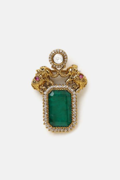 Kundan Brass Brooch 