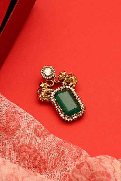 Kundan Brass Brooch 