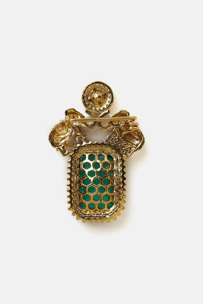 Kundan Brass Brooch 