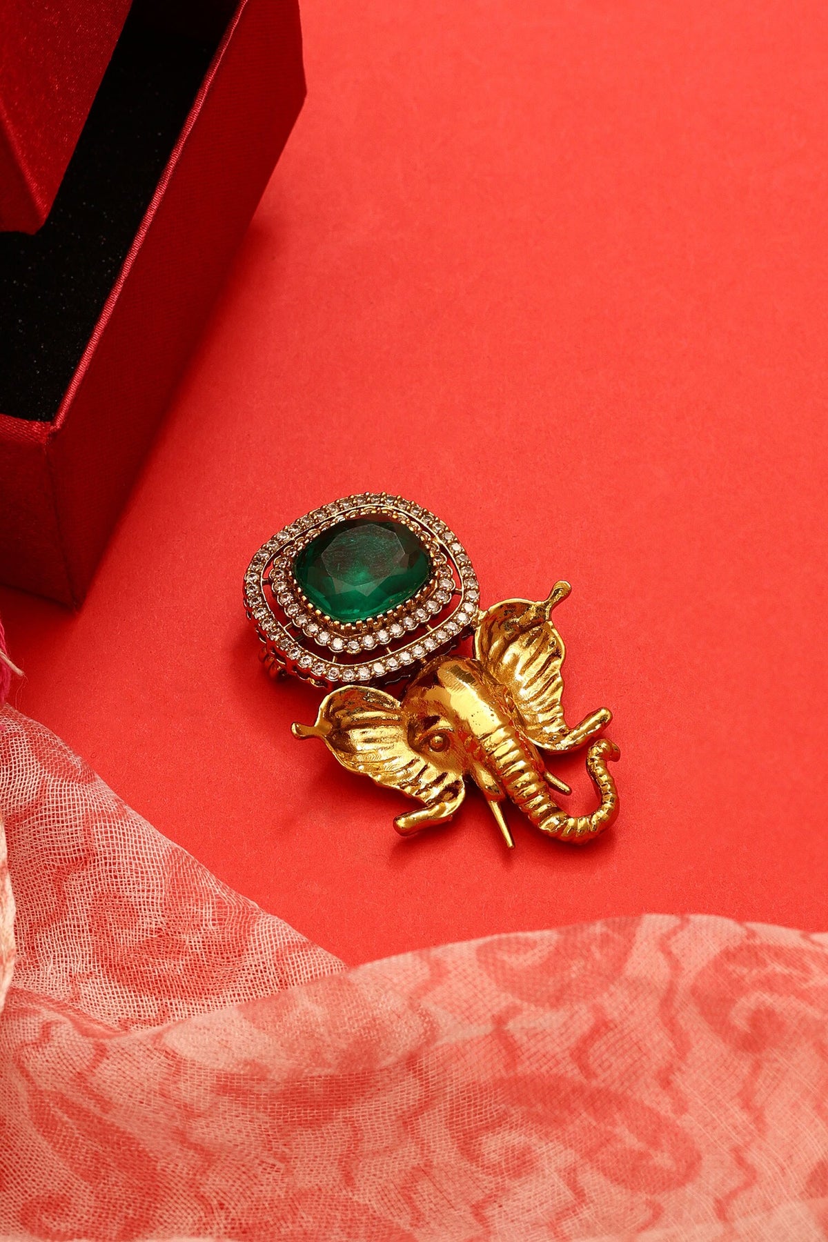 Brass Gold Elephant Brooch 