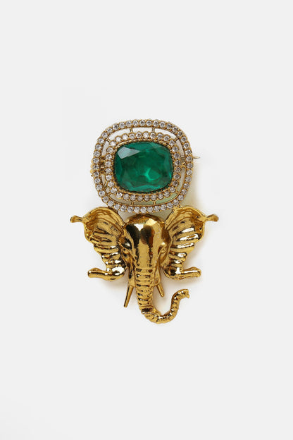 Brass Gold Elephant Brooch 