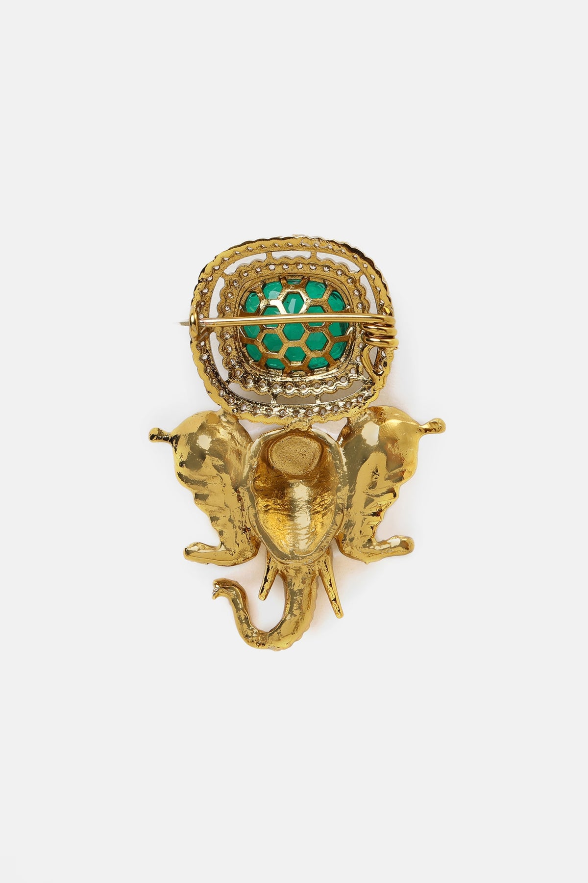 Brass Gold Elephant Brooch 