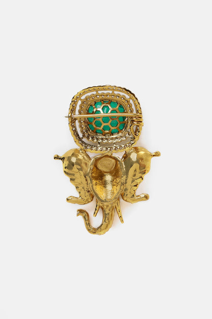 Brass Gold Elephant Brooch 