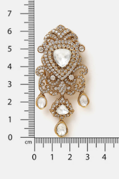 Kundan Brass Hair Clip 
