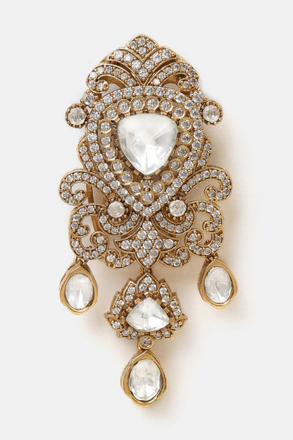 Kundan Brass Hair Clip 