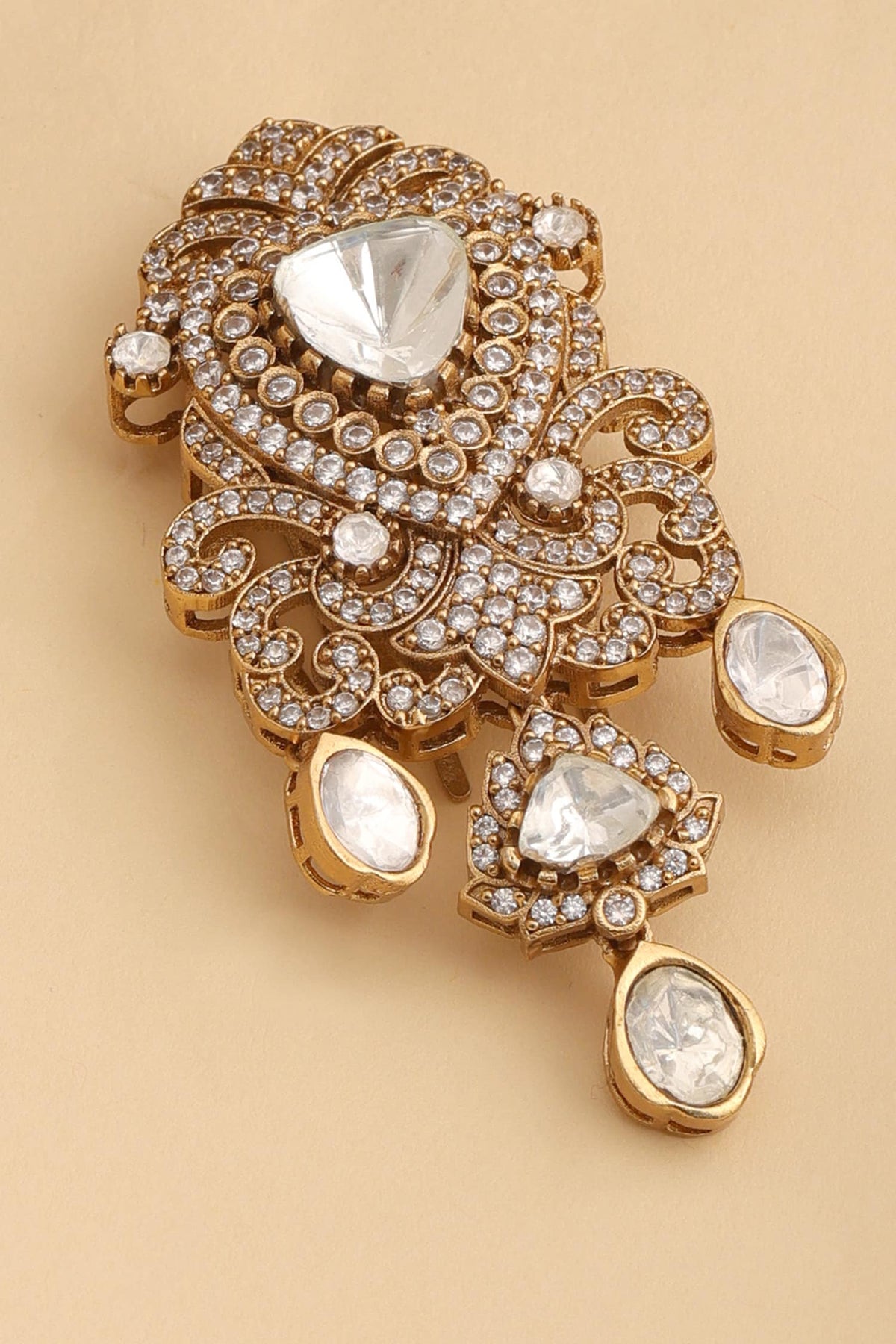 Kundan Brass Hair Clip 