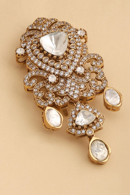 Kundan Brass Hair Clip 