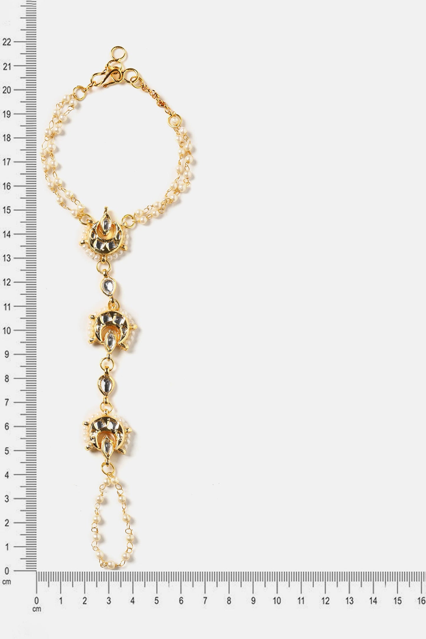 Kundan Brass Pearl Hand Harness 