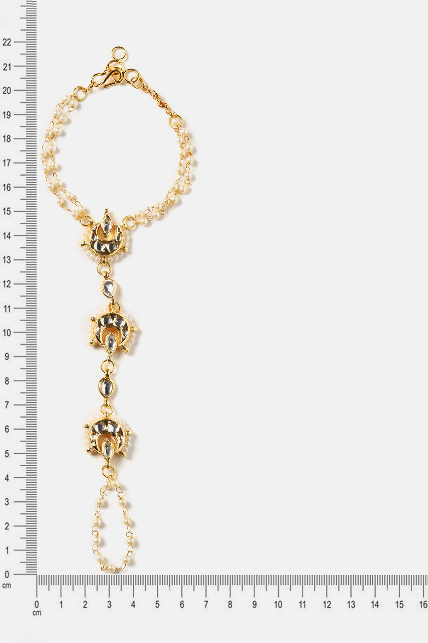 Kundan Brass Pearl Hand Harness 