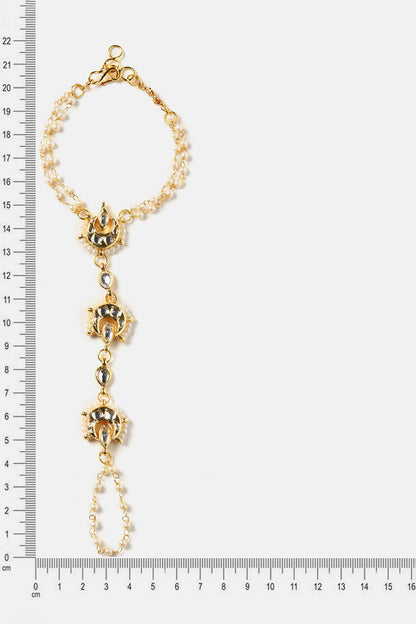 Kundan Brass Pearl Hand Harness 