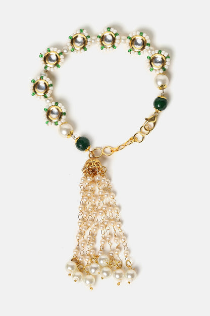 Kundan Pearl Embellished Bracelet 