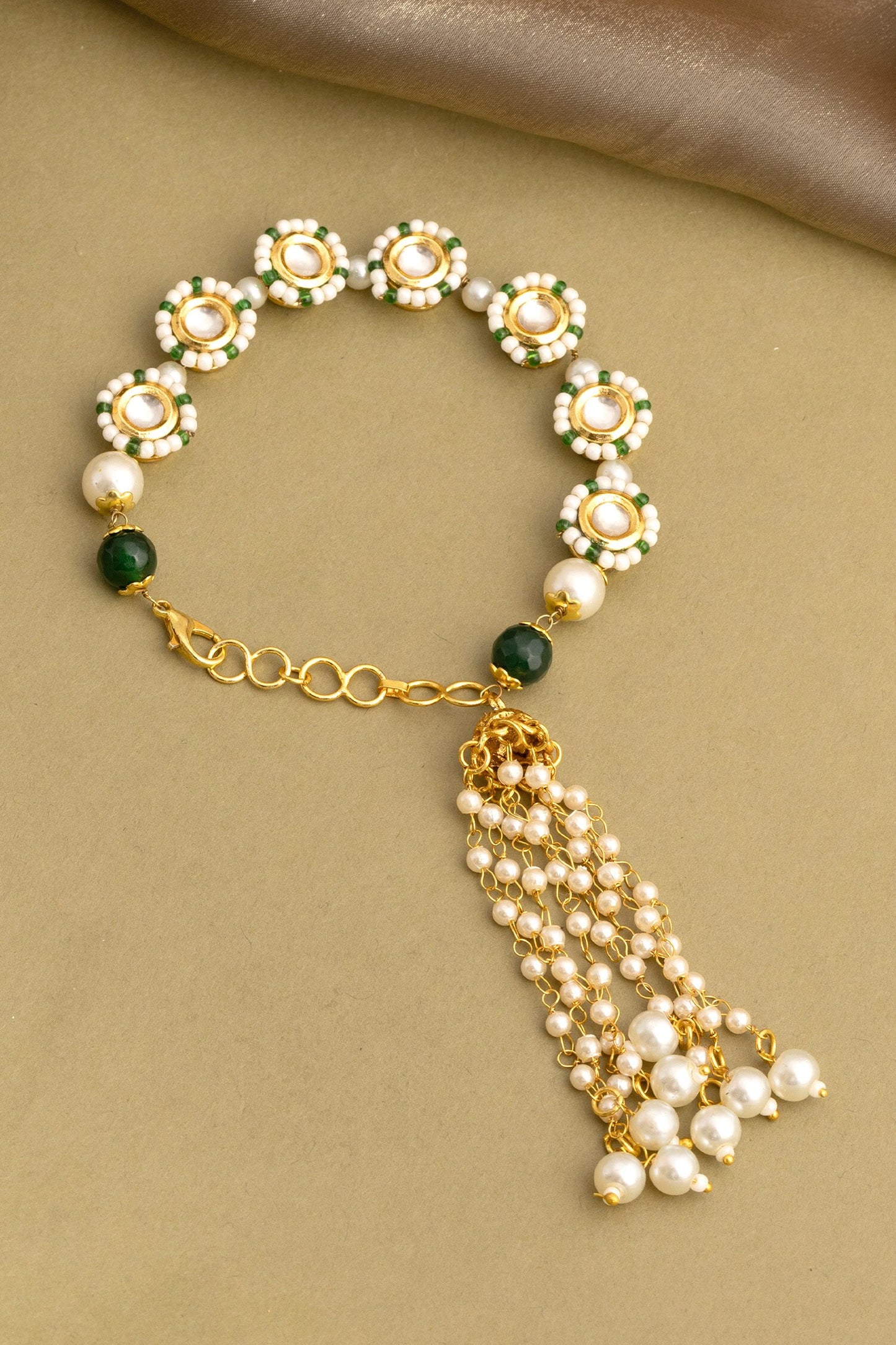 Kundan Pearl Embellished Bracelet 