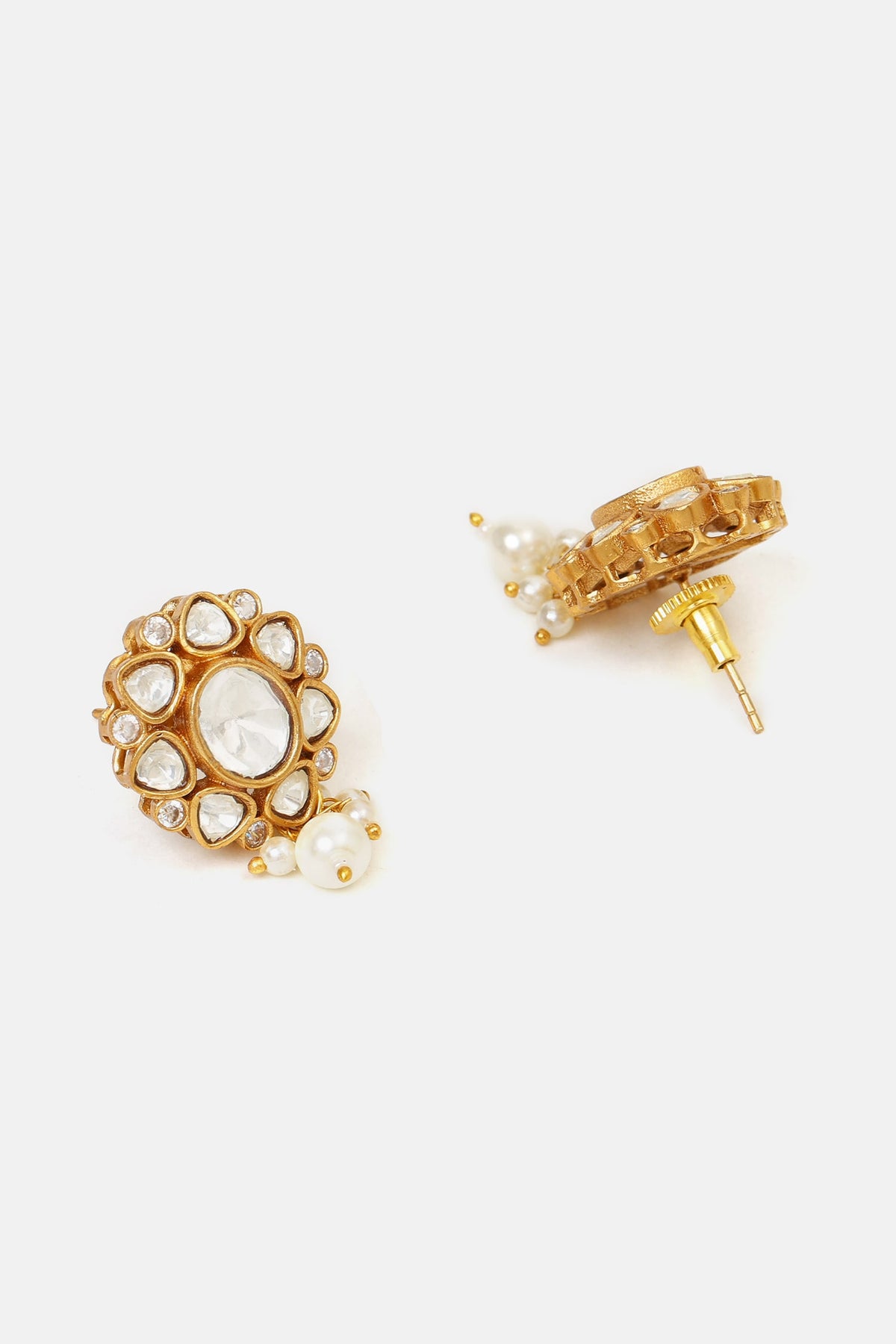Kundan Floral Embellished Dangler Earrings 