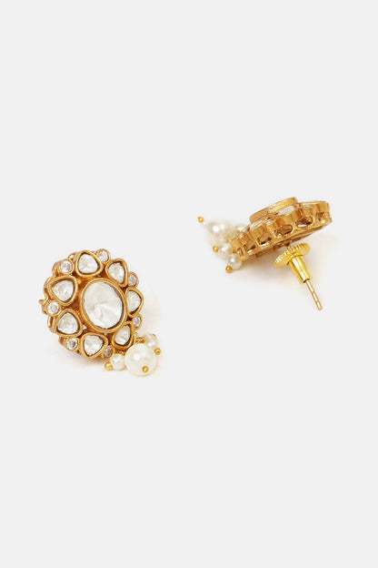 Kundan Floral Embellished Dangler Earrings 