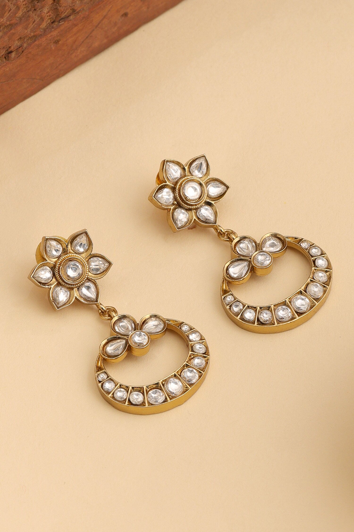 Kundan Floral Drop Earrings 