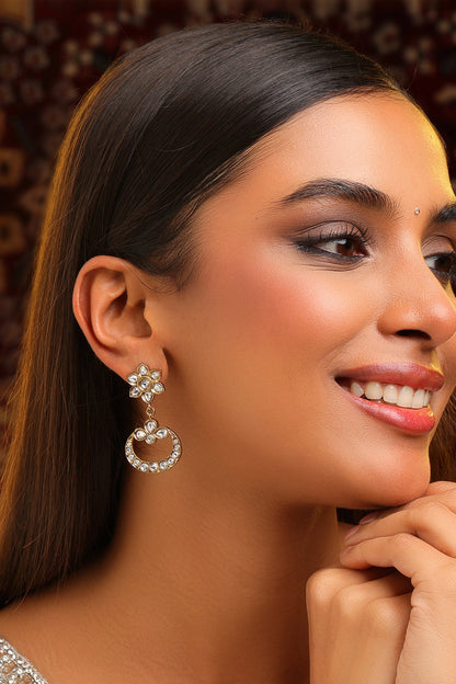 Kundan Floral Drop Earrings 