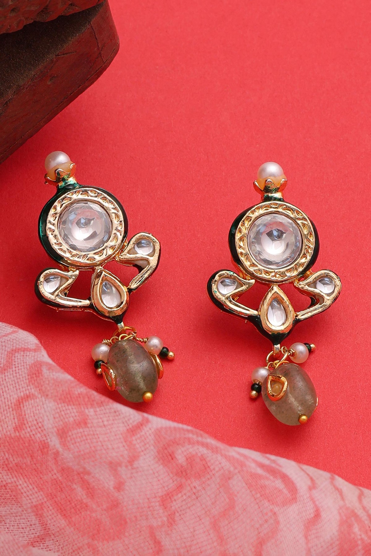 Kundan Pearl Embellished Earrings 