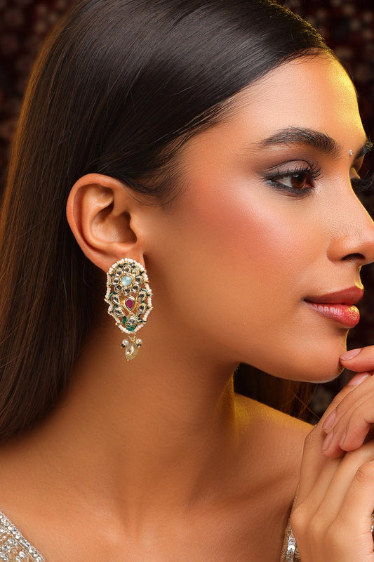 Chandni Kundan Brass Earrings 