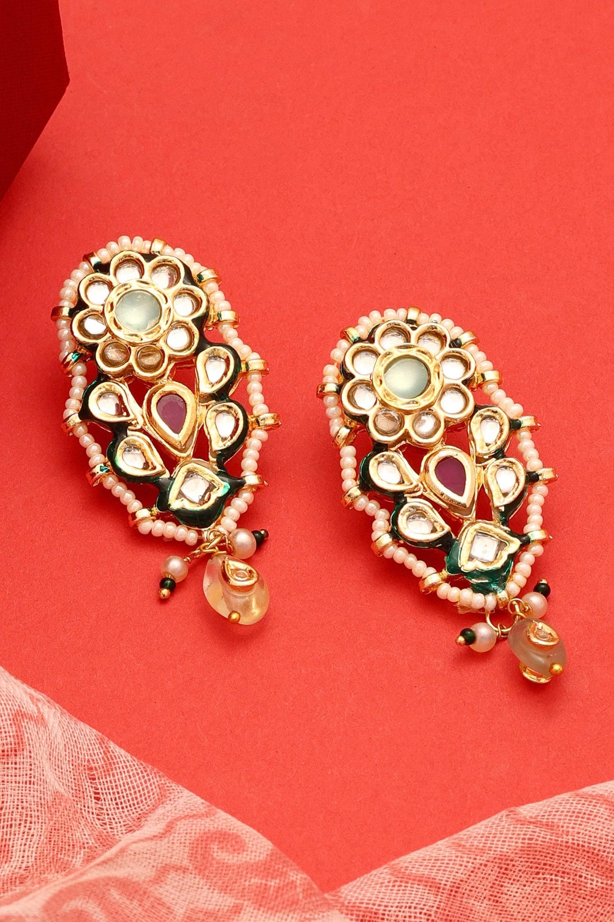 Chandni Kundan Brass Earrings 