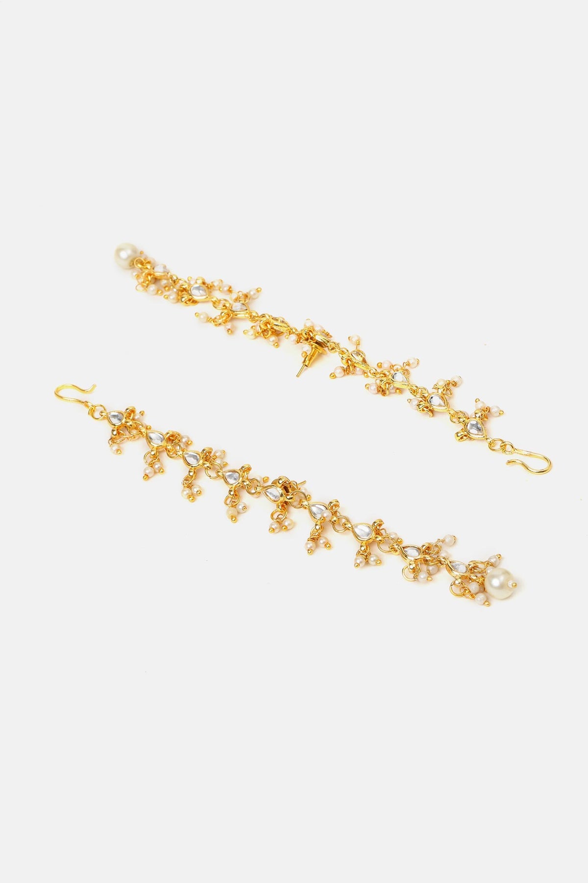 Brass Kundan Pearl Earrings 