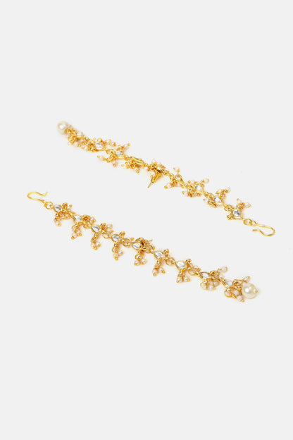 Brass Kundan Pearl Earrings 