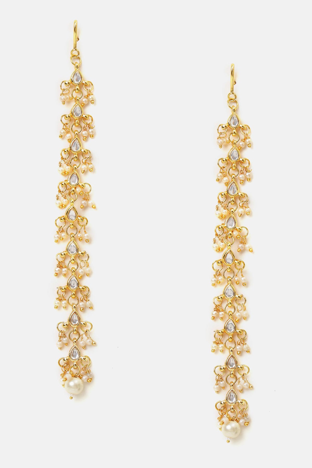 Brass Kundan Pearl Earrings 