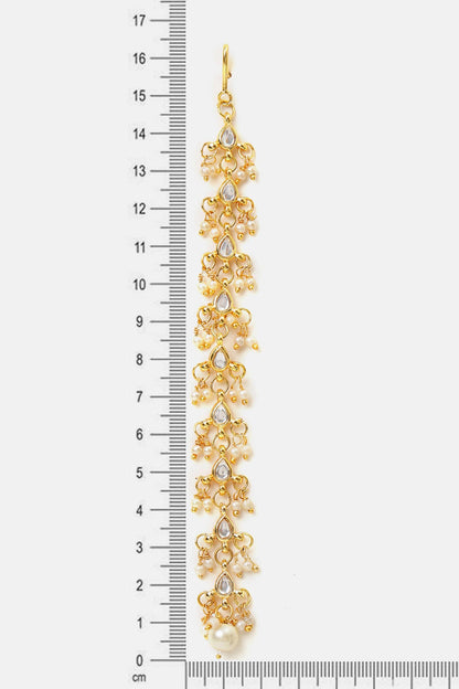 Brass Kundan Pearl Earrings 