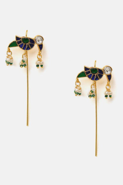Kundan Brass Pearl Ear Cuffs - Set of 2 