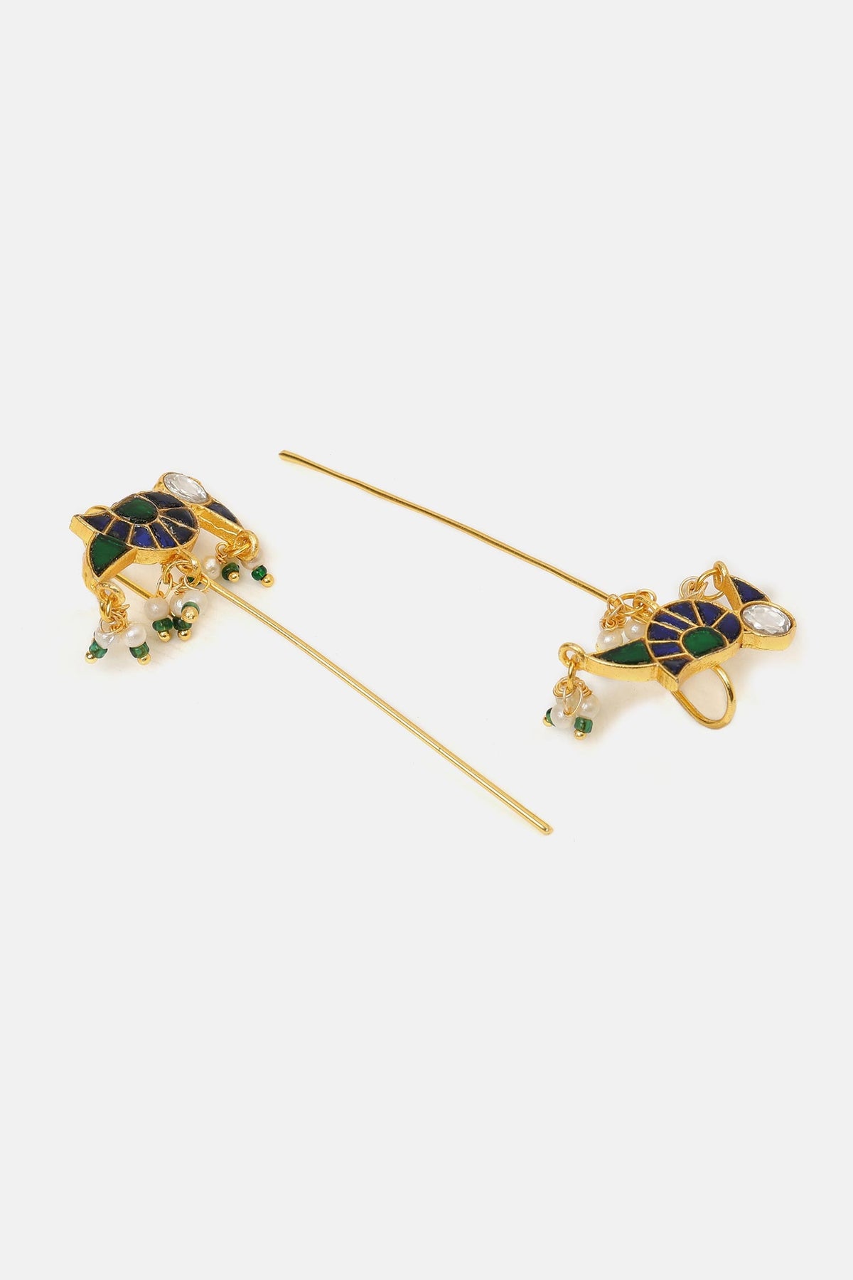 Kundan Brass Pearl Ear Cuffs - Set of 2 