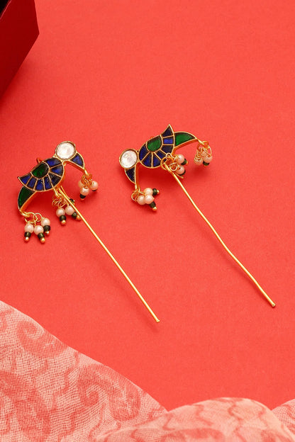 Kundan Brass Pearl Ear Cuffs - Set of 2 