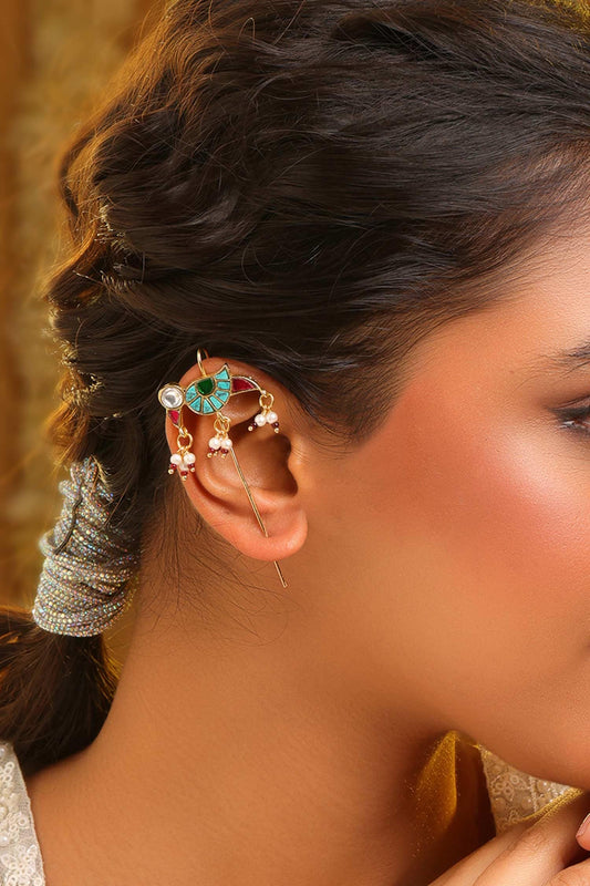 Brass Kundan Ear Cuffs - Set of 2 