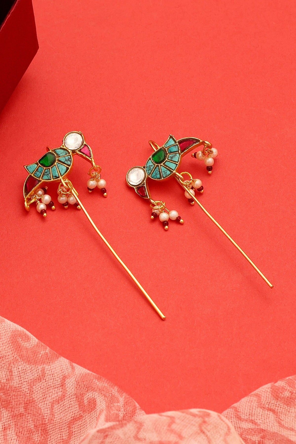 Brass Kundan Ear Cuffs - Set of 2 
