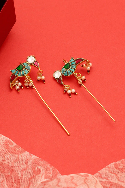 Brass Kundan Ear Cuffs - Set of 2 