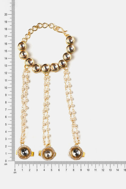 Kundan Pearl Embellished Haathphool - Single Pc 