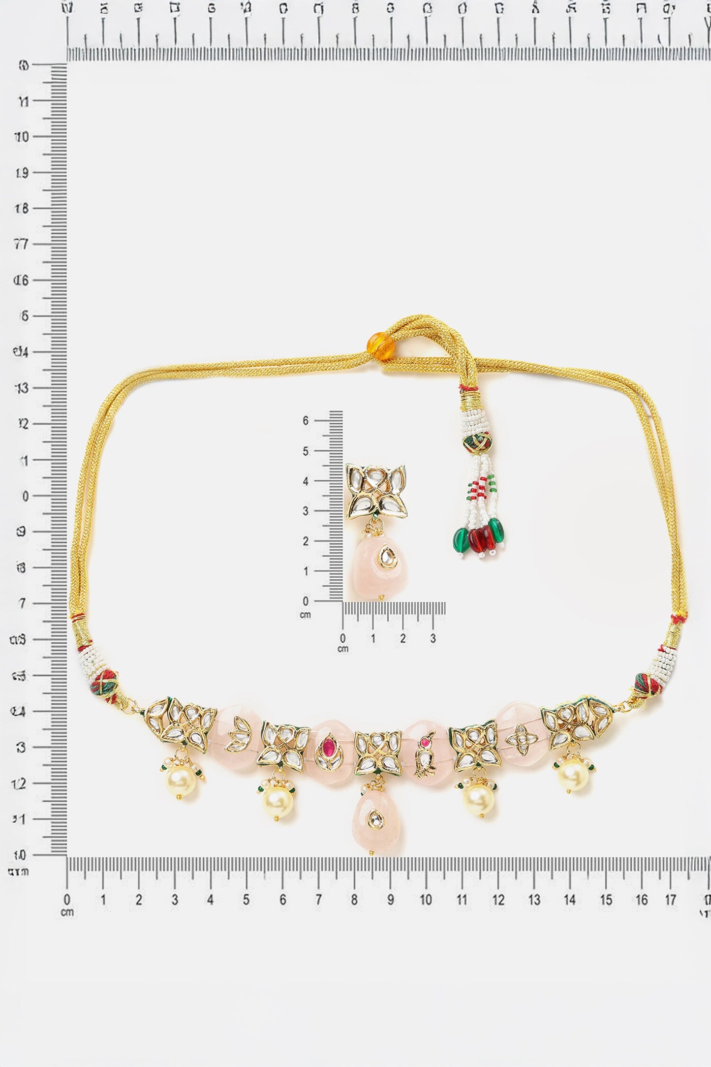 Kundan Pearl Embellished Necklace Set 