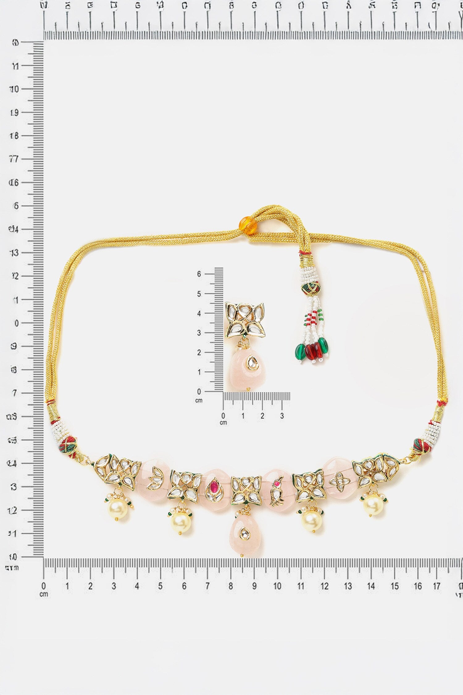 Kundan Pearl Embellished Necklace Set 