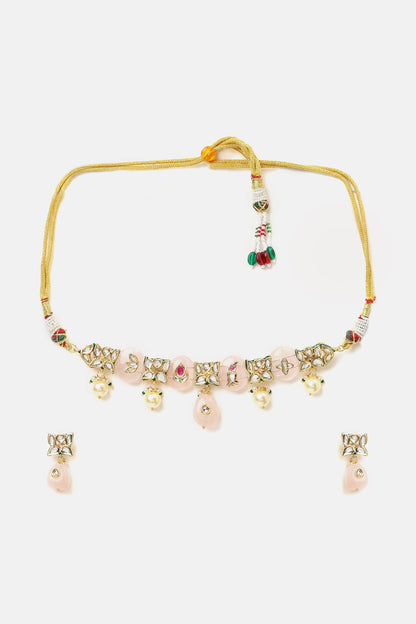 Kundan Pearl Embellished Necklace Set 