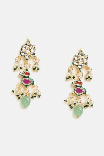 Kundan Pearl Embellished Necklace Set 