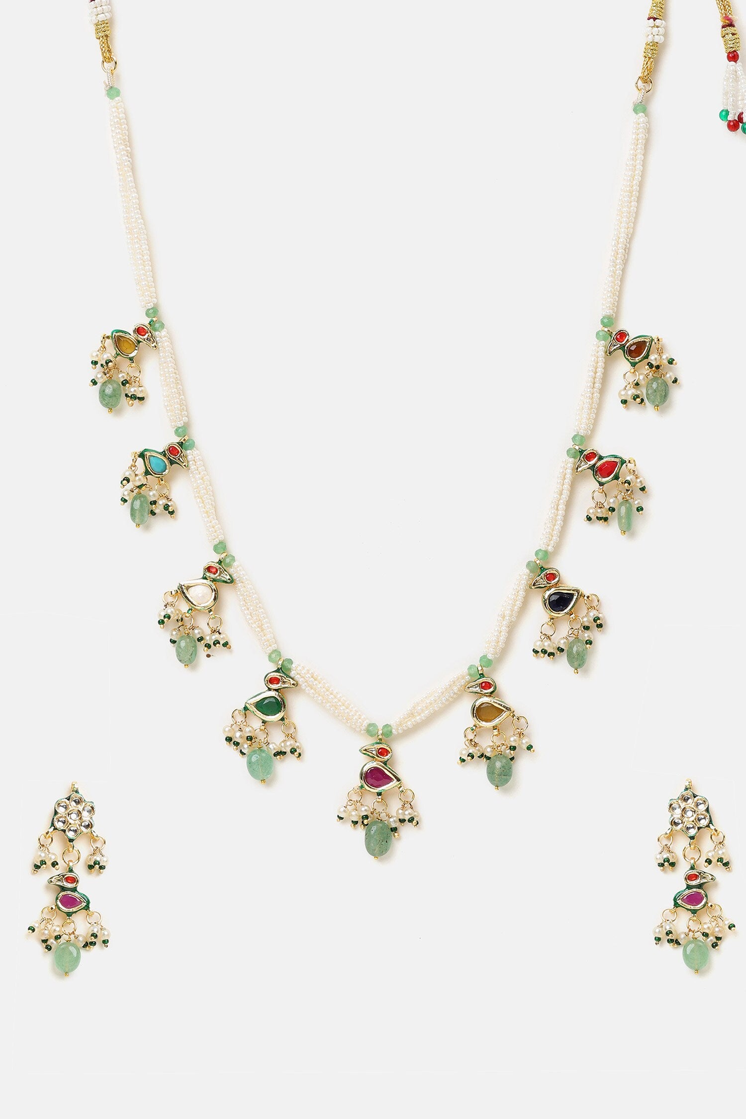Kundan Pearl Embellished Necklace Set 