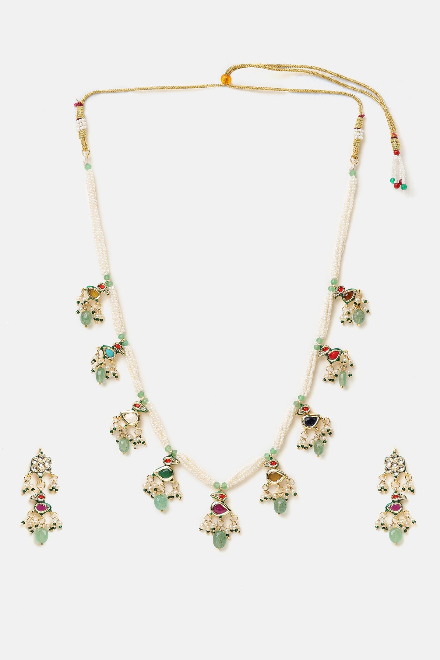 Kundan Pearl Embellished Necklace Set 