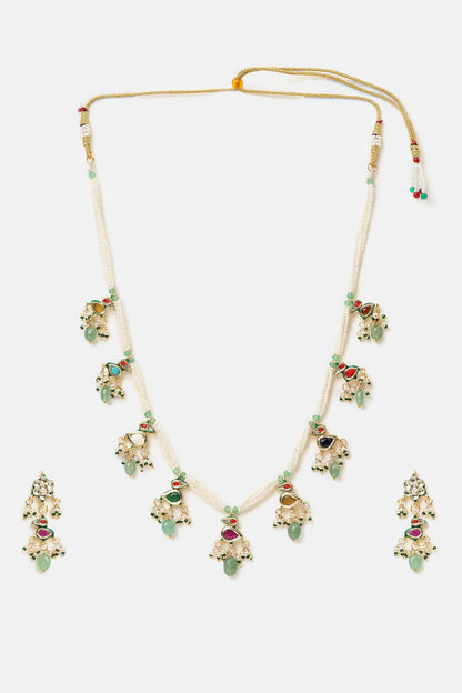 Kundan Pearl Embellished Necklace Set 
