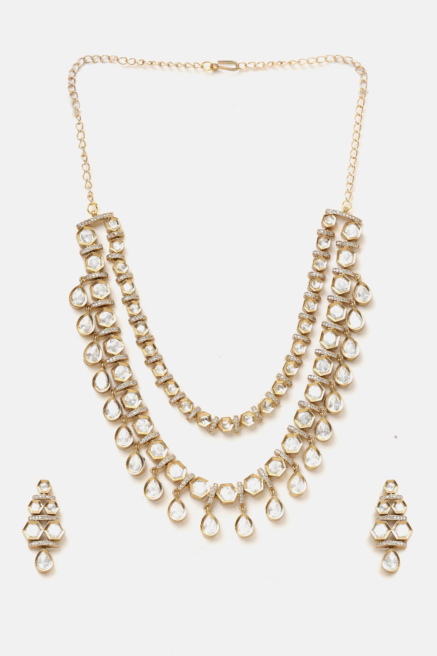 Layered Kundan Embellished Necklace Set 