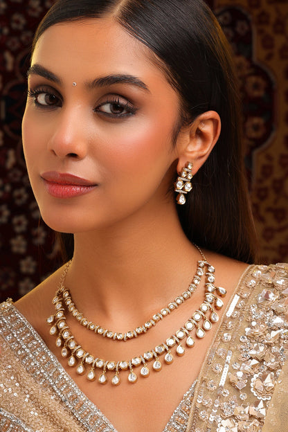 Layered Kundan Embellished Necklace Set 