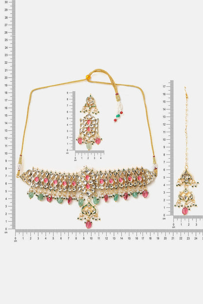Kundan Embellished Choker Necklace Set 