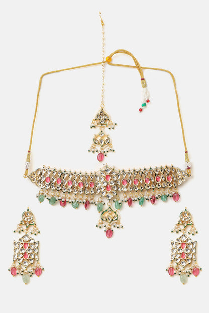 Kundan Embellished Choker Necklace Set 