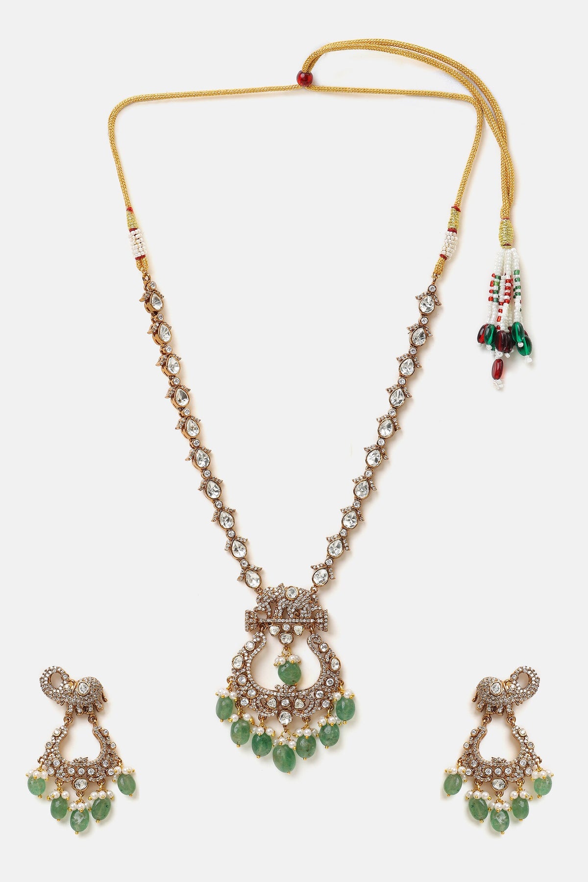 Kundan Embellished Pendant Necklace Set 