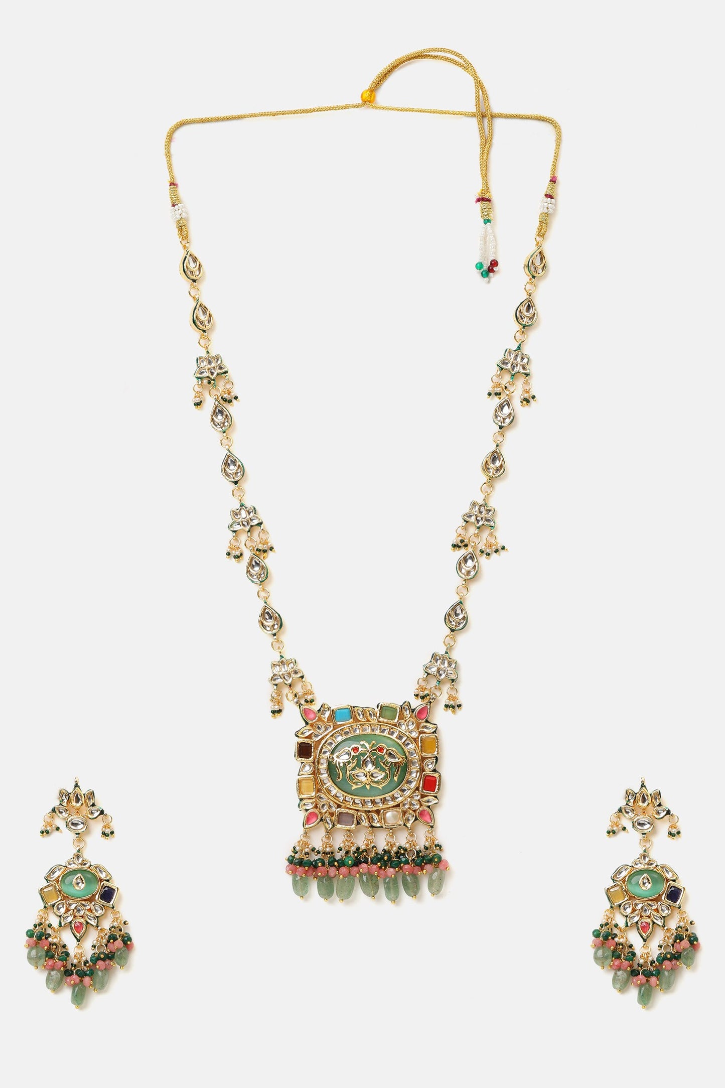Kundan Embellished Pendant Necklace Set 