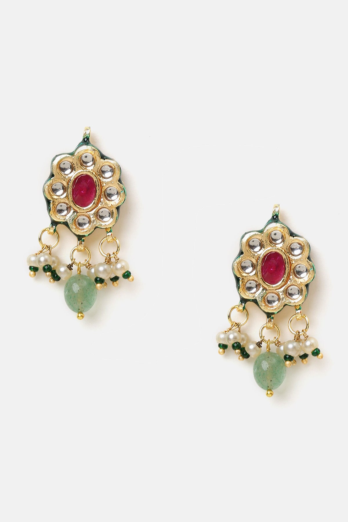 Kundan Embellished Layered Pendant Necklace Set 