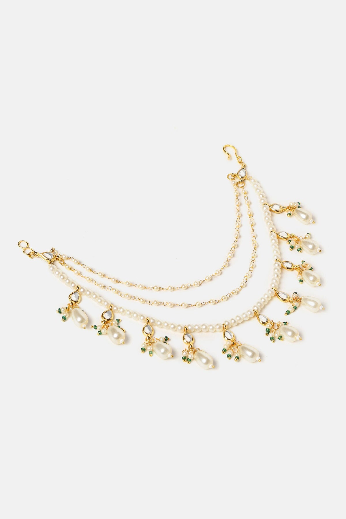 Handmade Kundan Pearl Pair of Ear Chains 
