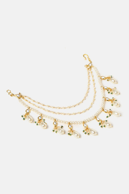 Handmade Kundan Pearl Pair of Ear Chains 